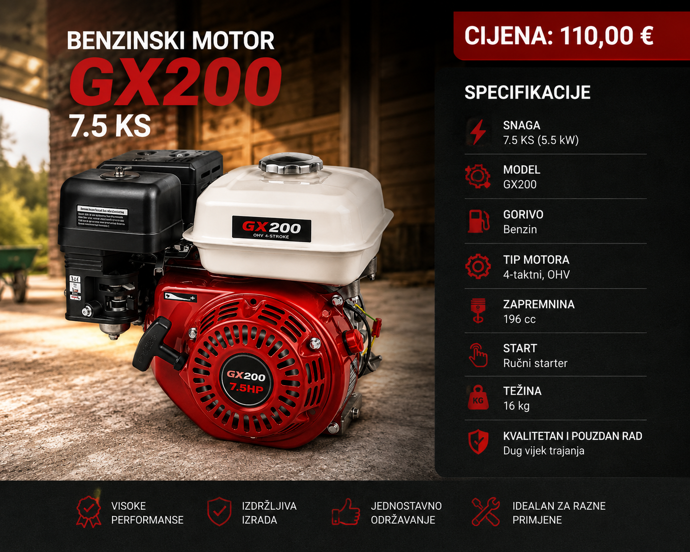 BENZINSKI MOTOR GX200